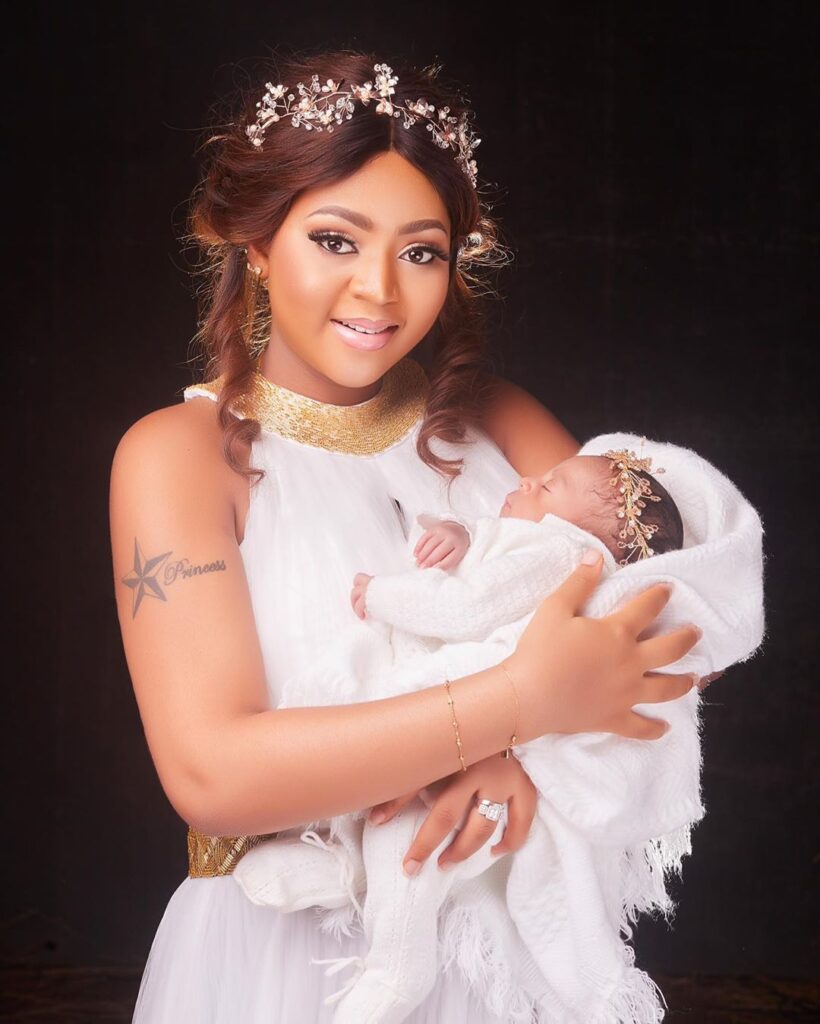 picture of regina daniels and her baby